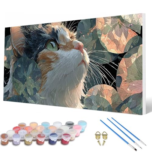 Katze Malen Nach Zahlen Erwachsene, Malen Nach Zahlen Tiere Paint by Numbers Adult Muster Basteln Erwachsene Anfänger für Zimmer Deko Wohnzimmer, Wanddeko, Geschenke für Frauen 90X180CM -hcw25077A von HCWBDWOU