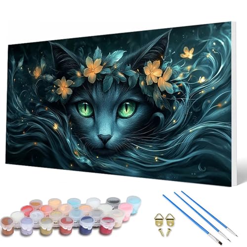 Katzen Malen Nach Zahlen Erwachsene, Malen Nach Zahlen Tiere Paint by Numbers Adult Muster Basteln Erwachsene Anfänger für Zimmer Deko Wohnzimmer, Wanddeko, Geschenke für Frauen 70X140CM -hcw2507MC von HCWBDWOU