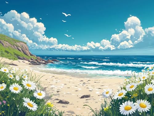 Landschaft Diamond Painting Erwachsene, 5D Diamond Painting Strand Bilder, DIY Runder Vollbohrer Diamanten Malerei Kits Erwachsene Mosaikherstellung Bastelset für Wanddeko, Geschenke, 90 x 120cm, 97 von HCWBDWOU