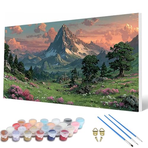 Landschaft Malen Nach Zahlen Erwachsene, Malen Nach Zahlen Berg Paint by Numbers Adult Muster Basteln Erwachsene Anfänger für Deko Wohnzimmer, Wanddeko, Geschenke für Frauen 90X180 CM -hcw250770 von HCWBDWOU