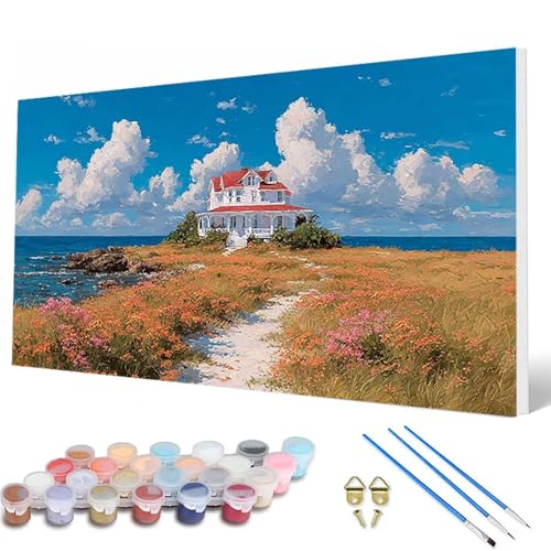 Landschaft Malen Nach Zahlen Erwachsene, Malen Nach Zahlen Ozean Paint by Numbers Adult Muster Basteln Erwachsene Anfänger für Deko Wohnzimmer, Wanddeko, Geschenke für Frauen 30 x 60 cm -hcw2507O0 von HCWBDWOU