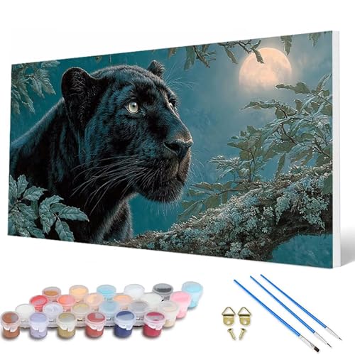 Leopard Malen Nach Zahlen Erwachsene, Malen Nach Zahlen Tiere Paint by Numbers Adult Muster Basteln Erwachsene Anfänger für Zimmer Deko Wohnzimmer, Wanddeko, Geschenke für Frauen 70X140 CM -hcw2507J9 von HCWBDWOU