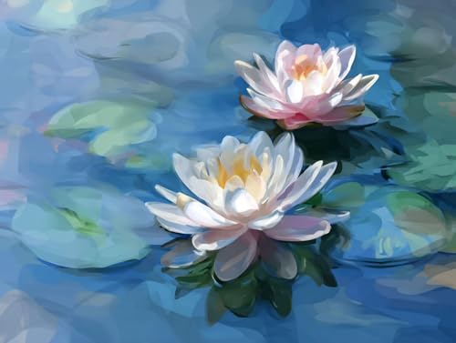 Lotus Diamond Painting Erwachsene, 5D Diamond Painting Blumen Bilder, DIY Runder Vollbohrer Diamanten Malerei Kits Erwachsene Mosaikherstellung Bastelset für Wanddeko, Geschenke, (30x40cm), Model 79 von HCWBDWOU