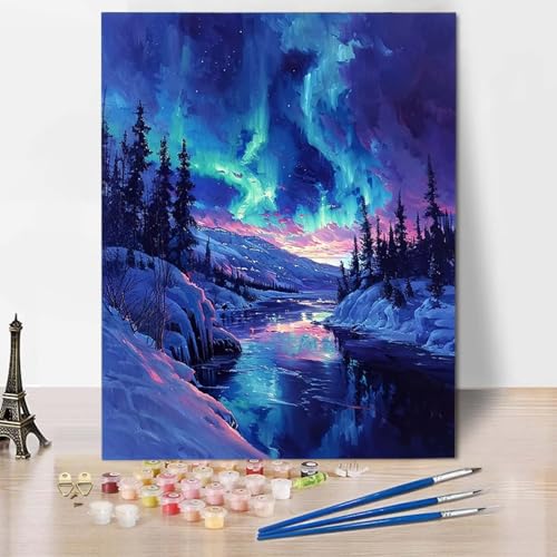 Malen Nach Zahlen Aurora Malen Nach Zahlen Erwachsene Baum Painting by Numbers Adult Basteln Erwachsene, Mit 3 Pinseln und Acrylfarbe für Deko Wohnzimmer, Geschenke für Frauen (20 x 30 cm) -CW25044K von HCWBDWOU