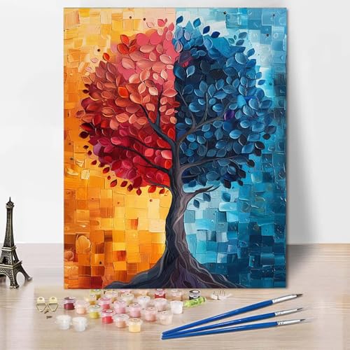 Malen Nach Zahlen Baum Malen Nach Zahlen Erwachsene Anlage Painting by Numbers Adult Basteln Erwachsene, Mit 3 Pinseln und Acrylfarbe für Deko Wohnzimmer, Geschenke für Frauen (40 x 50 cm) -CW2504F0 von HCWBDWOU