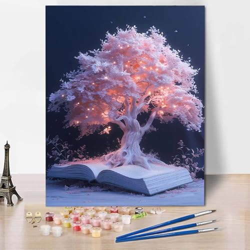 Malen Nach Zahlen Baum des Lebens Malen Nach Zahlen Erwachsene Landschaft Painting by Numbers Adult Basteln Erwachsene, Mit 3 Pinseln und Acrylfarbe für Deko Wohnzimmer, Geschenke 70 X 95 CM -CW25040E von HCWBDWOU