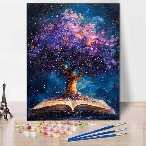Malen Nach Zahlen Baum des Lebens Malen Nach Zahlen Erwachsene Sternenhimmel Painting by Numbers Adult Basteln Erwachsene, Mit 3 Pinseln und Acrylfarbe für Deko Wohnzimmere (70 x 95 cm) -CW24E5 von HCWBDWOU