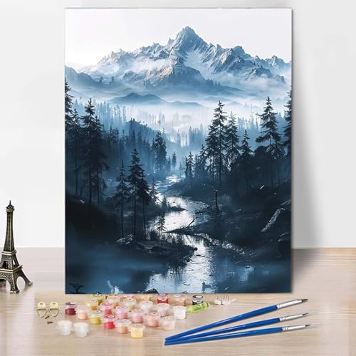Malen Nach Zahlen Berg Malen Nach Zahlen Erwachsene Baum Painting by Numbers Adult Basteln Erwachsene, Mit 3 Pinseln und Acrylfarbe für Deko Wohnzimmer, Geschenke für Frauen (70 x 95 cm) -CW2504PV von HCWBDWOU