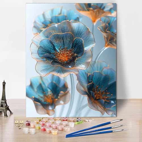 Malen Nach Zahlen Blume Malen Nach Zahlen Erwachsene Anlage Painting by Numbers Adult Basteln Erwachsene, Mit 3 Pinseln und Acrylfarbe für Deko Wohnzimmer, Geschenke für Frauen (20 x 30 cm) -CW250473 von HCWBDWOU