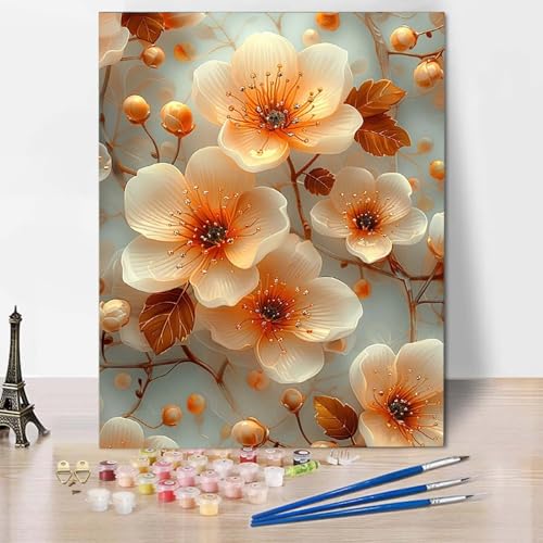 Malen Nach Zahlen Blume Malen Nach Zahlen Erwachsene Kirschblüten Painting by Numbers Adult Basteln Erwachsene, Mit 3 Pinseln und Acrylfarbe für Deko Wohnzimmer, Geschenke (60x80cm) -CW250455761 von HCWBDWOU