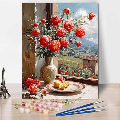 Malen Nach Zahlen Blume Malen Nach Zahlen Erwachsene Landschaft Painting by Numbers Adult Basteln Erwachsene, Mit 3 Pinseln und Acrylfarbe für Deko Wohnzimmer, Geschenke (70 x 95 cm) -CW2504713 von HCWBDWOU