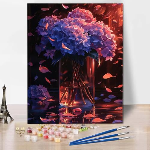 Malen Nach Zahlen Blume Malen Nach Zahlen Erwachsene Vase Painting by Numbers Adult Basteln Erwachsene, Mit 3 Pinseln und Acrylfarbe für Deko Wohnzimmer, Geschenke für Frauen (70 x 95 cm) -CW25048V von HCWBDWOU