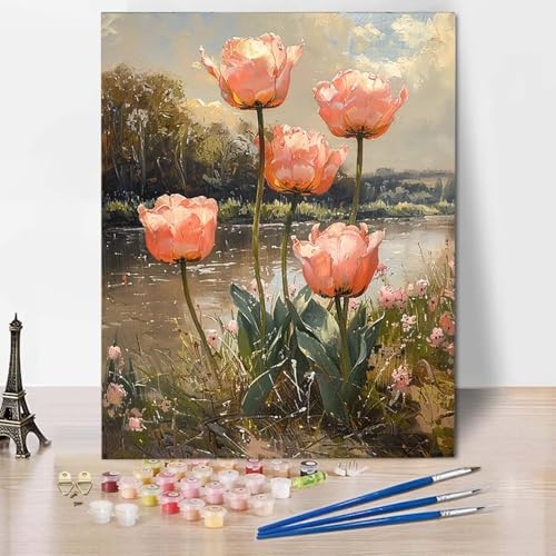 Malen Nach Zahlen Blume Malen Nach Zahlen Erwachsene Wald Painting by Numbers Adult Basteln Erwachsene, Mit 3 Pinseln und Acrylfarbe für Deko Wohnzimmer, Geschenke für Frauen (70 x 95 cm) -CW2504Q6 von HCWBDWOU