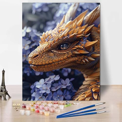 Malen Nach Zahlen Drachen Malen Nach Zahlen Erwachsene Tier Painting by Numbers Adult Basteln Erwachsene, Mit 3 Pinseln und Acrylfarbe für Deko Wohnzimmer, Geschenke für Frauen (100x135cm) -CW25049F von HCWBDWOU