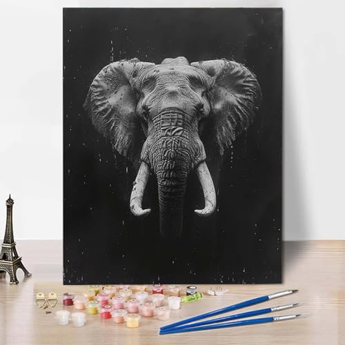 Malen Nach Zahlen Elefant Malen Nach Zahlen Erwachsene Tier Painting by Numbers Adult Basteln Erwachsene, Mit 3 Pinseln und Acrylfarbe für Deko Wohnzimmer, Geschenke für Frauen (100x135cm) -CW2504AR von HCWBDWOU
