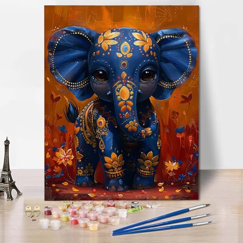 Malen Nach Zahlen Elefant Malen Nach Zahlen Erwachsene Tier Painting by Numbers Adult Basteln Erwachsene, Mit 3 Pinseln und Acrylfarbe für Deko Wohnzimmer, Geschenke für Frauen (70 x 95 cm) -CW25040T von HCWBDWOU