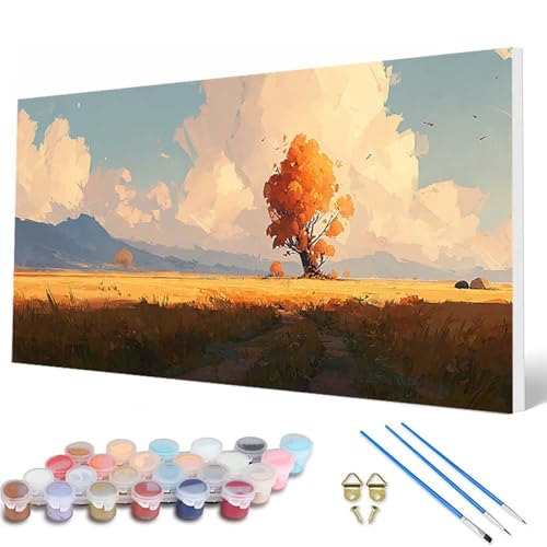 Malen Nach Zahlen Erwachsene, Baum Malen Nach Zahlen Landschaft Paint by Numbers DIY Bastelset Erwachsene Mit 3 Pinseln und Acrylfarben für Deko Wohnzimmer, Geschenke für Frauen 40X80 CM -hcw250761 von HCWBDWOU