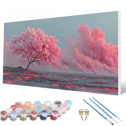 Malen Nach Zahlen Erwachsene, Baum Malen Nach Zahlen Landschaft Paint by Numbers DIY Bastelset Erwachsene Mit 3 Pinseln und Acrylfarben für Deko Wohnzimmer, Geschenke für Frauen 80 x 160 cm -hcw2507J1 von HCWBDWOU