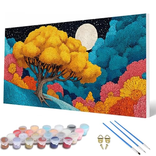 Malen Nach Zahlen Erwachsene, Baum Malen Nach Zahlen Mond Paint by Numbers DIY Bastelset Erwachsene Mit 3 Pinseln und Acrylfarben für Zimmer Deko Wohnzimmer, Geschenke für Frauen 40X80CM -hcw2507FK Malen Nach Zahlen Erwachsene, Baum Malen Nach Zahlen Mond Paint by Numbers DIY Bastelset Erwachsene Mit 3 Pinseln und Acrylfarben für Zimmer Deko Wohnzimmer, Geschenke für Frauen 40X80CM -hcw2507FK von HCWBDWOU