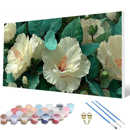 Malen Nach Zahlen Erwachsene, Blumenn Malen Nach Zahlen Anlage Paint by Numbers DIY Bastelset Erwachsene Mit 3 Pinseln und Acrylfarben für Deko Wohnzimmer, Geschenke für Frauen 100 x 200 cm -hcw2507GB von HCWBDWOU