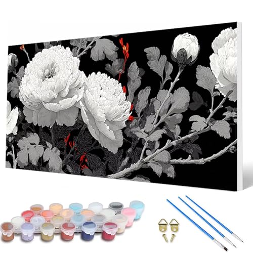 Malen Nach Zahlen Erwachsene, Blumenn Malen Nach Zahlen Anlage Paint by Numbers DIY Bastelset Erwachsene Mit 3 Pinseln und Acrylfarben für Deko Wohnzimmer, Geschenke für Frauen 100X200CM -hcw25074V von HCWBDWOU