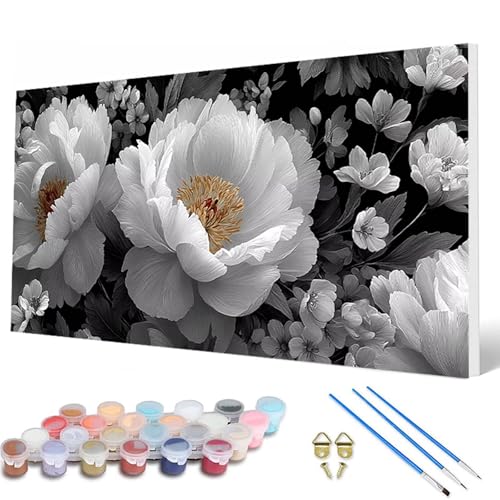 Malen Nach Zahlen Erwachsene, Blumenn Malen Nach Zahlen Anlage Paint by Numbers DIY Bastelset Erwachsene Mit 3 Pinseln und Acrylfarben für Deko Wohnzimmer, Geschenke für Frauen 40X80CM -hcw2507CC von HCWBDWOU