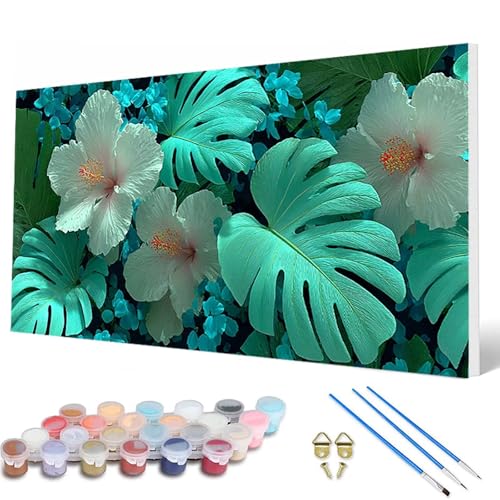 Malen Nach Zahlen Erwachsene, Blumenn Malen Nach Zahlen Anlage Paint by Numbers DIY Bastelset Erwachsene Mit 3 Pinseln und Acrylfarben für Deko Wohnzimmer, Geschenke für Frauen 40X80CM -hcw2507EA von HCWBDWOU