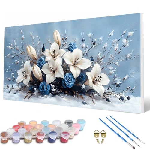 Malen Nach Zahlen Erwachsene, Blumenn Malen Nach Zahlen Anlage Paint by Numbers DIY Bastelset Erwachsene Mit 3 Pinseln und Acrylfarben für Deko Wohnzimmer, Geschenke für Frauen 60 x 120 cm -hcw25077T von HCWBDWOU