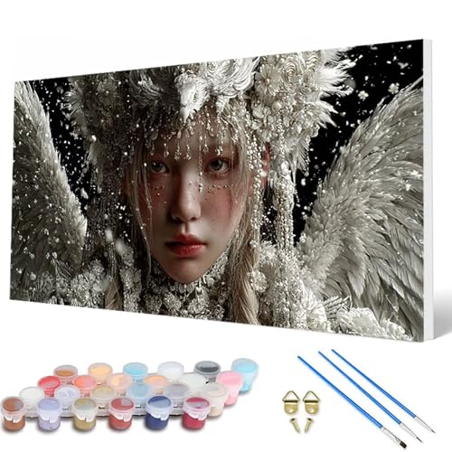Malen Nach Zahlen Erwachsene, Engel Malen Nach Zahlen FlüGel Paint by Numbers DIY Bastelset Erwachsene Mit 3 Pinseln und Acrylfarben für Deko Wohnzimmer, Geschenke für Frauen 80X160CM -hcw2507B2 von HCWBDWOU