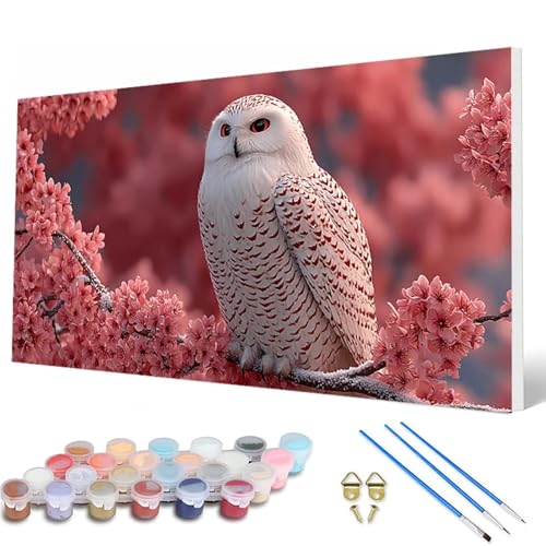 Malen Nach Zahlen Erwachsene, Eule Malen Nach Zahlen KirschblüTen Paint by Numbers DIY Bastelset Erwachsene Mit 3 Pinseln und Acrylfarben für Deko Wohnzimmer, Geschenke für Frauen 100X200CM -hcw2507J9 von HCWBDWOU