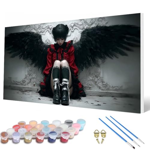 Malen Nach Zahlen Erwachsene, FlüGel Malen Nach Zahlen Frau Paint by Numbers DIY Bastelset Erwachsene Mit 3 Pinseln und Acrylfarben für Deko Wohnzimmer, Geschenke für Frauen 100X200CM -hcw2507J7 von HCWBDWOU