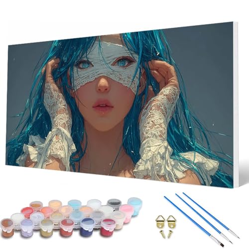 Malen Nach Zahlen Erwachsene, Frau Malen Nach Zahlen Anime Paint by Numbers DIY Bastelset Erwachsene Mit 3 Pinseln und Acrylfarben für Deko Wohnzimmer, Geschenke für Frauen 40 x 80 cm -hcw250775 von HCWBDWOU