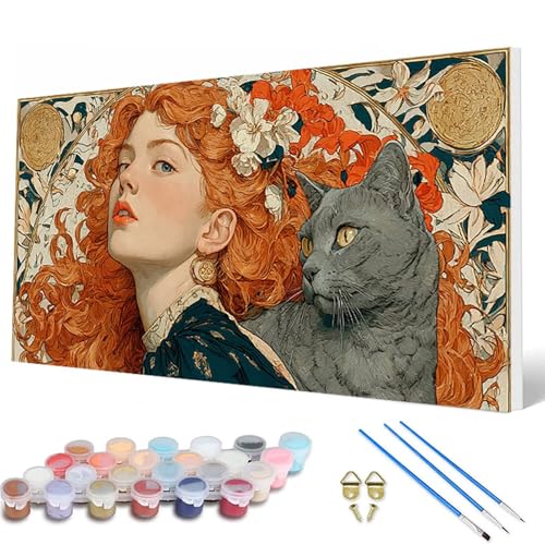 Malen Nach Zahlen Erwachsene, Katze Malen Nach Zahlen Frau Paint by Numbers DIY Bastelset Erwachsene Mit 3 Pinseln und Acrylfarben für Deko Wohnzimmer, Geschenke für Frauen 40 x 80 cm -hcw25074R Malen Nach Zahlen Erwachsene, Katze Malen Nach Zahlen Frau Paint by Numbers DIY Bastelset Erwachsene Mit 3 Pinseln und Acrylfarben für Deko Wohnzimmer, Geschenke für Frauen 40 x 80 cm -hcw25074R von HCWBDWOU