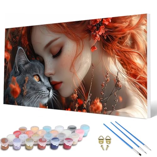 Malen Nach Zahlen Erwachsene, Katze Malen Nach Zahlen Frau Paint by Numbers DIY Bastelset Erwachsene Mit 3 Pinseln und Acrylfarben für Zimmer Deko Wohnzimmer, Geschenke für Frauen 40X80 CM -hcw25075A Malen Nach Zahlen Erwachsene, Katze Malen Nach Zahlen Frau Paint by Numbers DIY Bastelset Erwachsene Mit 3 Pinseln und Acrylfarben für Zimmer Deko Wohnzimmer, Geschenke für Frauen 40X80 CM -hcw25075A von HCWBDWOU