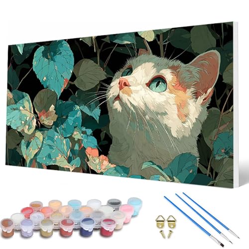 Malen Nach Zahlen Erwachsene, Katze Malen Nach Zahlen Tiere Paint by Numbers DIY Bastelset Erwachsene Mit 3 Pinseln und Acrylfarben für Deko Wohnzimmer, Geschenke für Frauen 40 x 80 cm -hcw2507HZ Malen Nach Zahlen Erwachsene, Katze Malen Nach Zahlen Tiere Paint by Numbers DIY Bastelset Erwachsene Mit 3 Pinseln und Acrylfarben für Deko Wohnzimmer, Geschenke für Frauen 40 x 80 cm -hcw2507HZ von HCWBDWOU