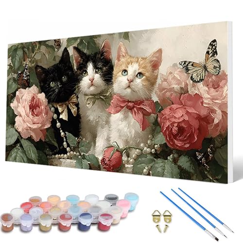 Malen Nach Zahlen Erwachsene, Katzen Malen Nach Zahlen Blumen Paint by Numbers DIY Bastelset Erwachsene Mit 3 Pinseln und Acrylfarben für Deko Wohnzimmer, Geschenke für Frauen 80X160 CM -hcw25076N Malen Nach Zahlen Erwachsene, Katzen Malen Nach Zahlen Blumen Paint by Numbers DIY Bastelset Erwachsene Mit 3 Pinseln und Acrylfarben für Deko Wohnzimmer, Geschenke für Frauen 80X160 CM -hcw25076N von HCWBDWOU