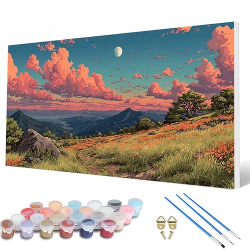 Malen Nach Zahlen Erwachsene, Landschaft Malen Nach Zahlen Anime Paint by Numbers DIY Bastelset Erwachsene Mit Pinseln und Acrylfarben für Deko Wohnzimmer, Geschenke für Frauen 80 x 160 cm -hcw2507AK von HCWBDWOU