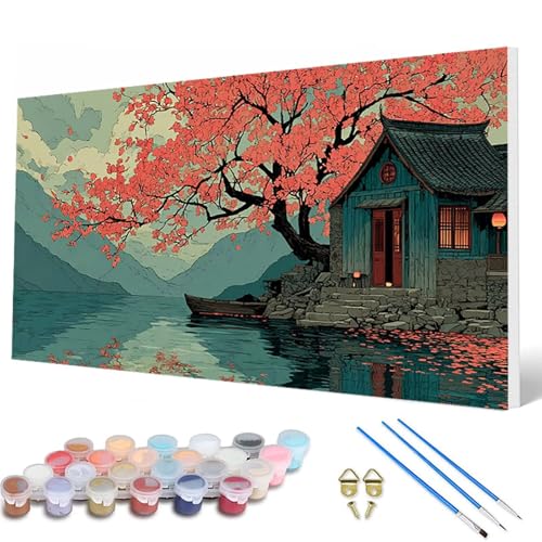 Malen Nach Zahlen Erwachsene, Landschaft Malen Nach Zahlen Baum Paint by Numbers DIY Bastelset Erwachsene Mit 3 Pinseln und Acrylfarben für Deko Wohnzimmer, Geschenke für Frauen 100X200 CM -hcw250771 von HCWBDWOU