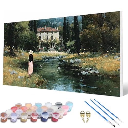Malen Nach Zahlen Erwachsene, Landschaft Malen Nach Zahlen Frau Paint by Numbers DIY Bastelset Erwachsene Mit 3 Pinseln und Acrylfarben für Deko Wohnzimmer, Geschenke für Frauen 100X200CM -hcw2507XP von HCWBDWOU