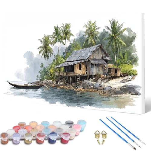 Malen Nach Zahlen Erwachsene, Landschaft Malen Nach Zahlen Kabine Paint by Numbers DIY Bastelset Erwachsene Mit 3 Pinseln und Acrylfarben für Deko Wohnzimmer, Geschenke für Frauen 80X160CM -hcw25074Y von HCWBDWOU