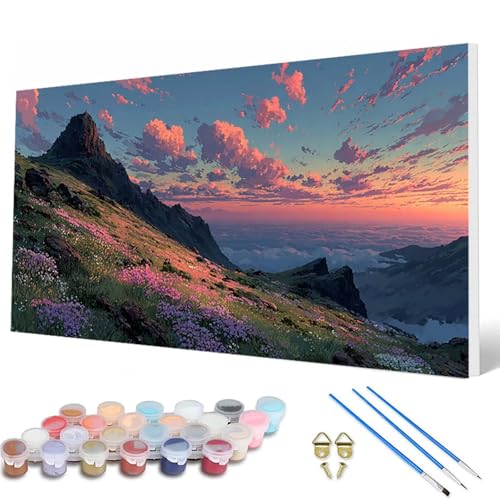 Malen Nach Zahlen Erwachsene, Landschaft Malen Nach Zahlen Natur Paint by Numbers DIY Bastelset Erwachsene Mit 3 Pinseln und Acrylfarben für Deko Wohnzimmer, Geschenke für Frauen 40 x 80 cm -hcw250769 von HCWBDWOU