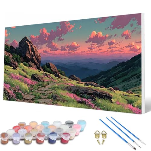 Malen Nach Zahlen Erwachsene, Landschaft Malen Nach Zahlen Sonnenuntergang Paint by Numbers Bastelset Erwachsene Mit Pinseln und Acrylfarben für Deko Wohnzimmer, Geschenke 100X200 CM -hcw25078B von HCWBDWOU