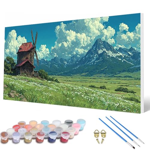 Malen Nach Zahlen Erwachsene, Landschaft Malen Nach Zahlen WindmüHle Paint by Numbers Bastelset Erwachsene Mit Pinseln und Acrylfarben für Deko Wohnzimmer, Geschenke für Frauen 100X200CM -hcw2507XF Malen Nach Zahlen Erwachsene, Landschaft Malen Nach Zahlen WindmüHle Paint by Numbers Bastelset Erwachsene Mit Pinseln und Acrylfarben für Deko Wohnzimmer, Geschenke für Frauen 100X200CM -hcw2507XF von HCWBDWOU