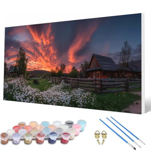 Malen Nach Zahlen Erwachsene, Landschaft Malen Nach Zahlen Wolke Paint by Numbers DIY Bastelset Erwachsene Mit Pinseln und Acrylfarben für Deko Wohnzimmer, Geschenke für Frauen 100 x 200 cm -hcw250726 von HCWBDWOU