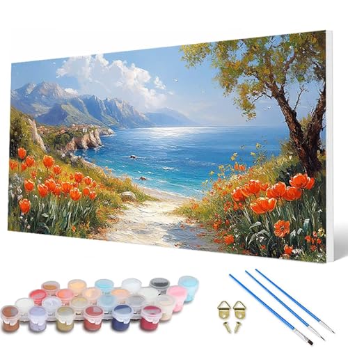 Malen Nach Zahlen Erwachsene, Meer Malen Nach Zahlen Landschaft Paint by Numbers DIY Bastelset Erwachsene Mit 3 Pinseln und Acrylfarben für Deko Wohnzimmer, Geschenke für Frauen 40X80 CM -hcw2507IE Malen Nach Zahlen Erwachsene, Meer Malen Nach Zahlen Landschaft Paint by Numbers DIY Bastelset Erwachsene Mit 3 Pinseln und Acrylfarben für Deko Wohnzimmer, Geschenke für Frauen 40X80 CM -hcw2507IE von HCWBDWOU