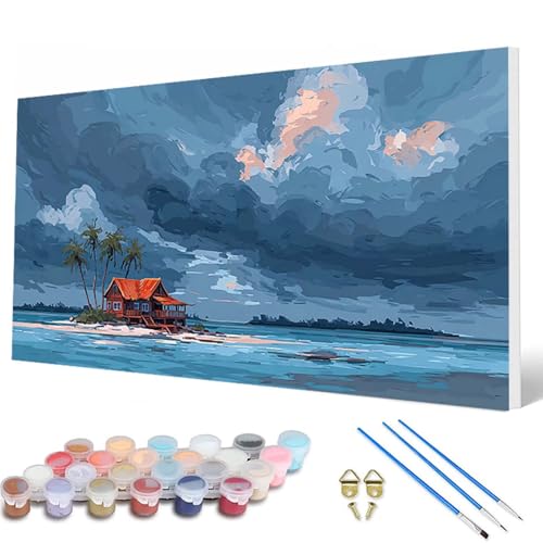 Malen Nach Zahlen Erwachsene, Meer Malen Nach Zahlen Wolke Paint by Numbers DIY Bastelset Erwachsene Mit 3 Pinseln und Acrylfarben für Deko Wohnzimmer, Geschenke für Frauen 100X200CM -hcw250766 von HCWBDWOU