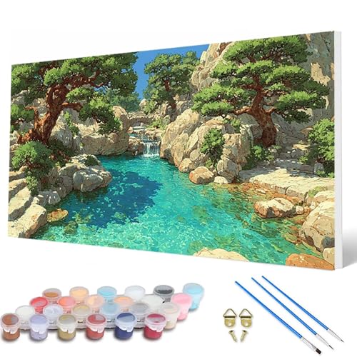 Malen Nach Zahlen Erwachsene, Natur Malen Nach Zahlen Landschaft Paint by Numbers DIY Bastelset Erwachsene Mit 3 Pinseln und Acrylfarben für Deko Wohnzimmer, Geschenke für Frauen 80X160 CM -hcw250784 von HCWBDWOU
