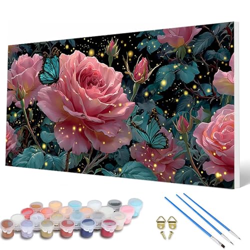 Malen Nach Zahlen Erwachsene, Rose Malen Nach Zahlen Schmetterling Paint by Numbers DIY Bastelset Erwachsene Mit Pinseln und Acrylfarben für Deko Wohnzimmer, Geschenke für Frauen 40 x 80 cm -hcw2507Q4 Malen Nach Zahlen Erwachsene, Rose Malen Nach Zahlen Schmetterling Paint by Numbers DIY Bastelset Erwachsene Mit Pinseln und Acrylfarben für Deko Wohnzimmer, Geschenke für Frauen 40 x 80 cm -hcw2507Q4 von HCWBDWOU