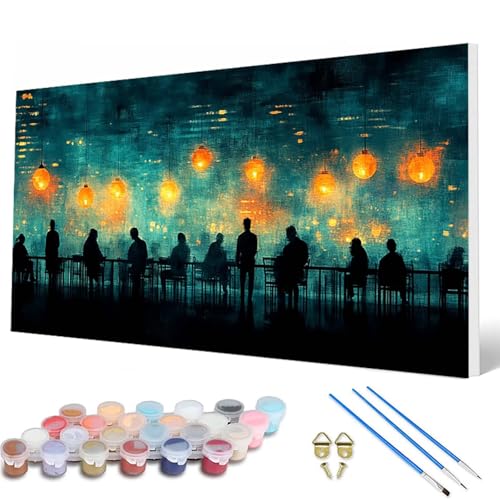 Malen Nach Zahlen Erwachsene, Stadt Malen Nach Zahlen Landschaft Paint by Numbers DIY Bastelset Erwachsene Mit 3 Pinseln und Acrylfarben für Deko Wohnzimmer, Geschenke für Frauen 60X120CM -hcw250777 von HCWBDWOU