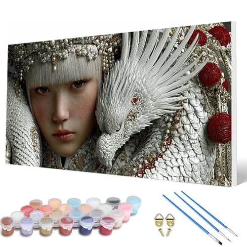 Malen Nach Zahlen Erwachsene, Tiere Malen Nach Zahlen Frau Paint by Numbers DIY Bastelset Erwachsene Mit 3 Pinseln und Acrylfarben für Deko Wohnzimmer, Geschenke für Frauen 100X200 CM -hcw2507MF von HCWBDWOU